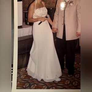 Elegant cream colored wedding Beaded Strapless Dress